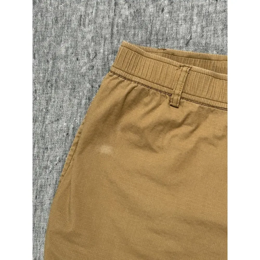 Wrmfzy Pants Mens Large Tan Ripstop Tactical Cargo Elastic Waist Stretch